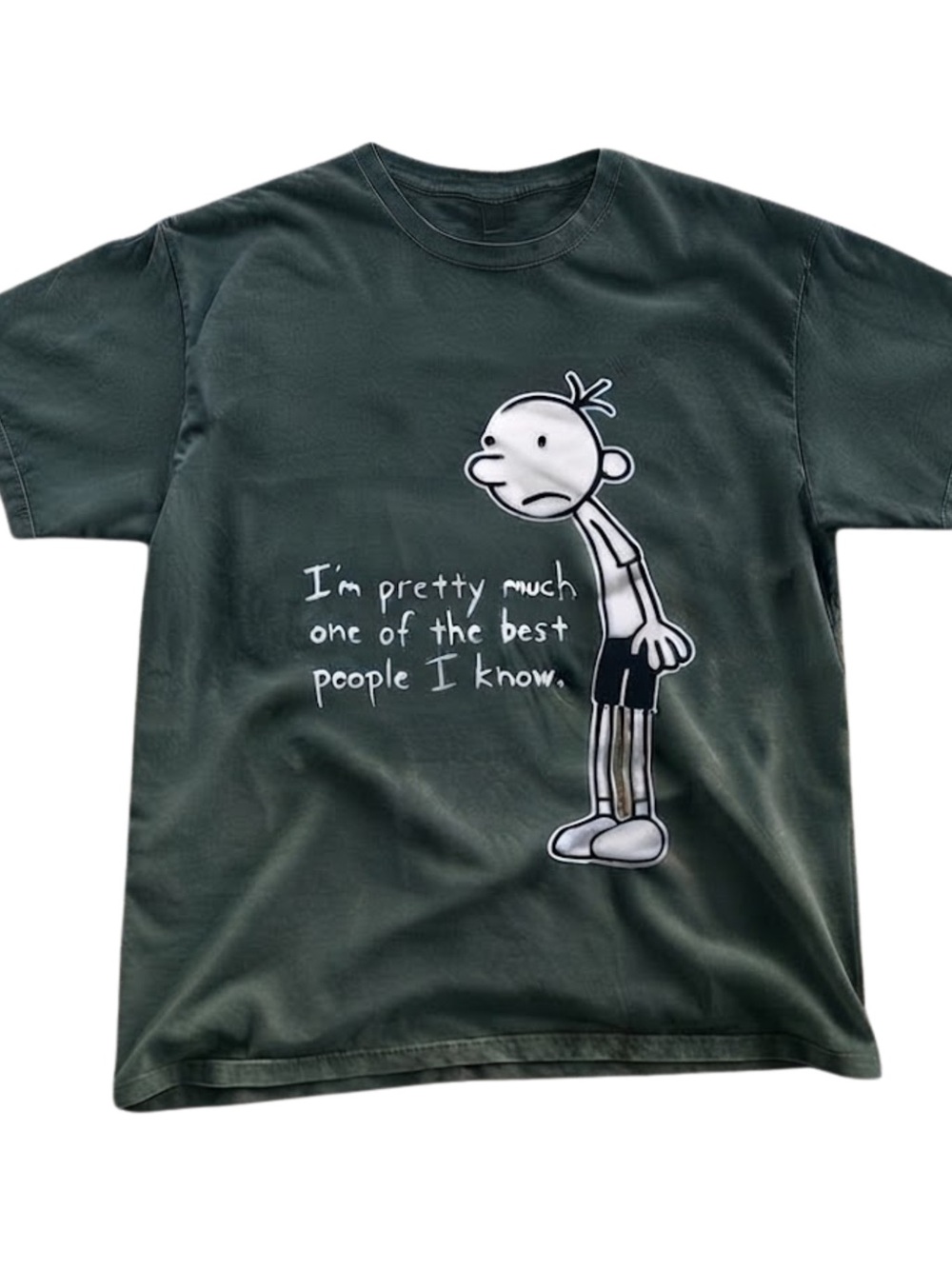 Gildan T-shirt with Cartoon Character and Quote - Green